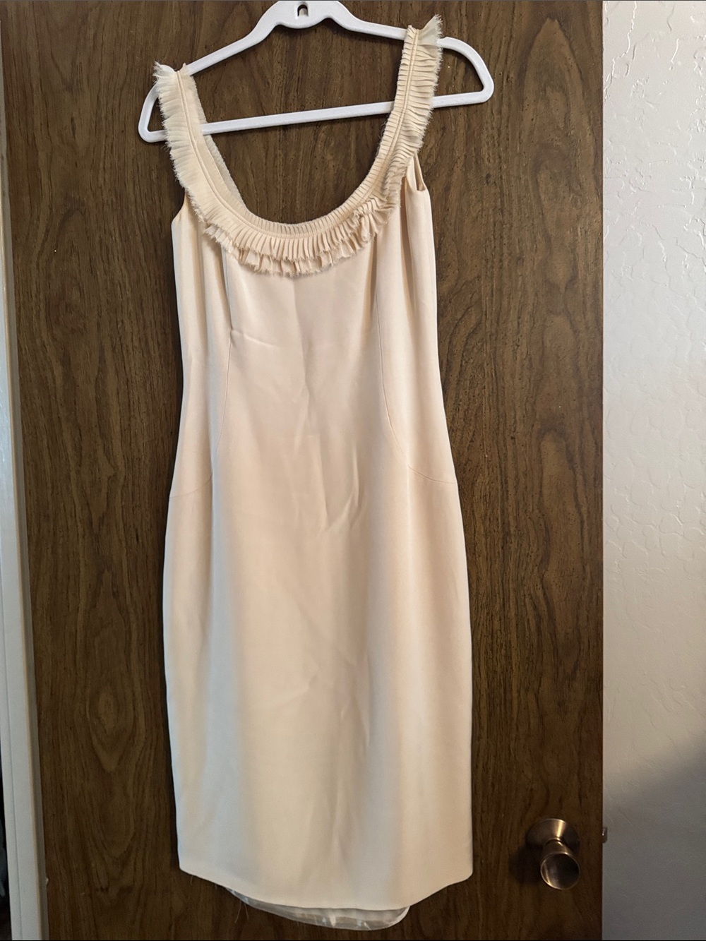 J. Crew Cream Fringe-Trim Midi Sheath Dress